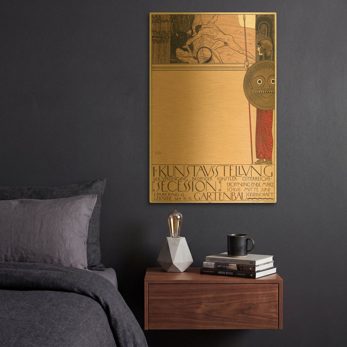 'Plakat der 1. Ausstellung der Secession' By Gustav Klimt Gold Metal Wall Art
