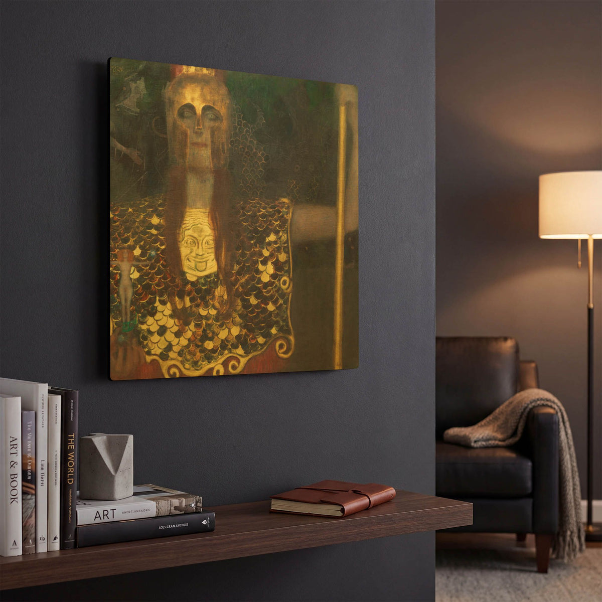 'Pallas Athene' By Gustav Klimt Gold Metal Wall Art