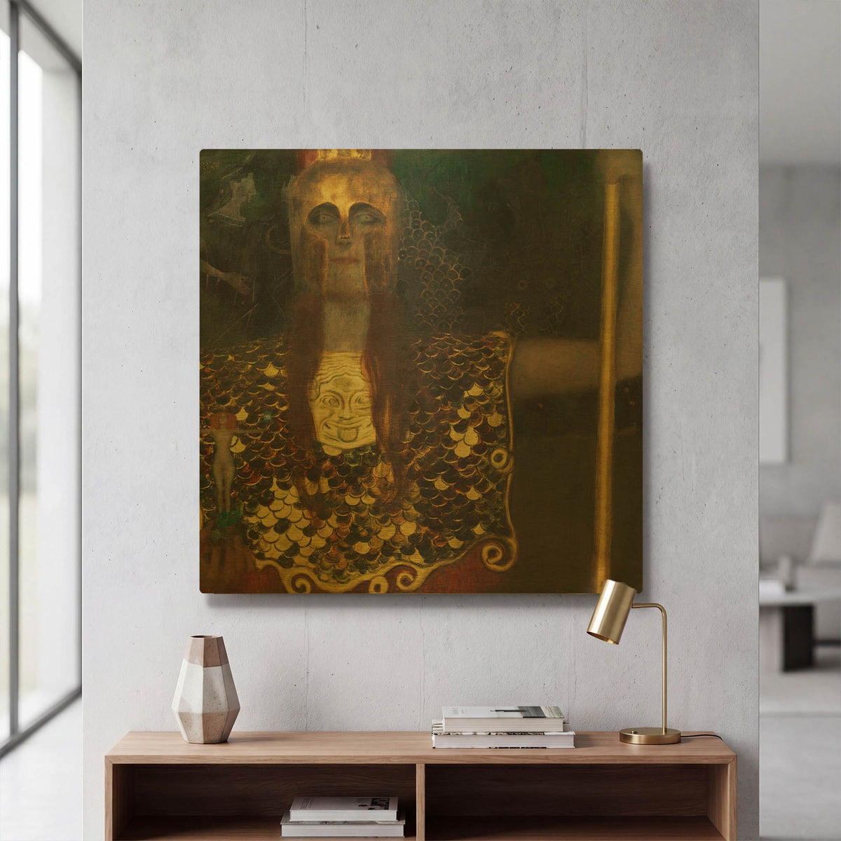'Pallas Athene' By Gustav Klimt Gold Metal Wall Art