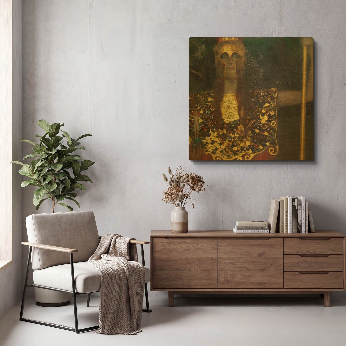'Pallas Athene' By Gustav Klimt Gold Metal Wall Art