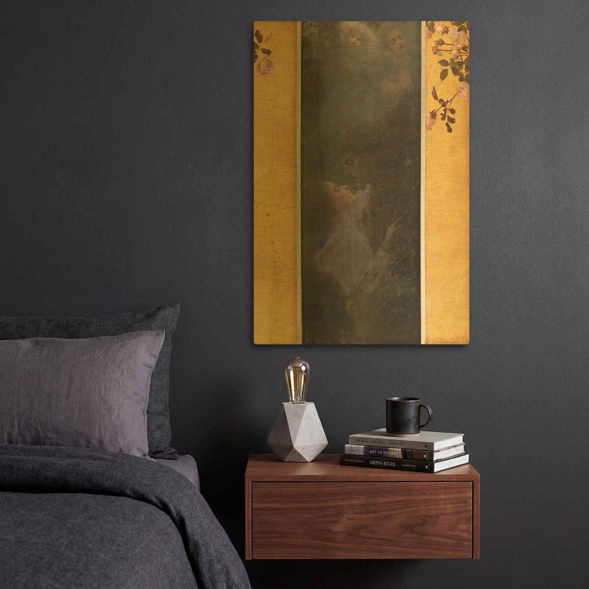 'Liebe copy' By Gustav Klimt Gold Metal Wall Art