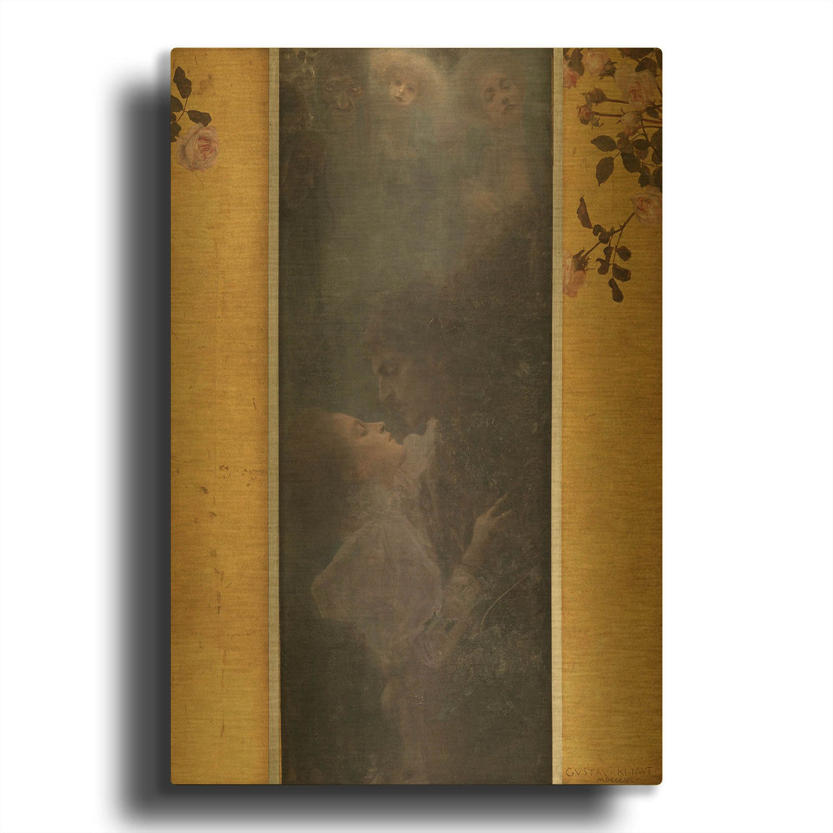'Liebe copy' By Gustav Klimt Gold Metal Wall Art
