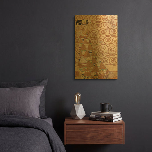 'Expectation' By Gustav Klimt Gold Metal Wall Art