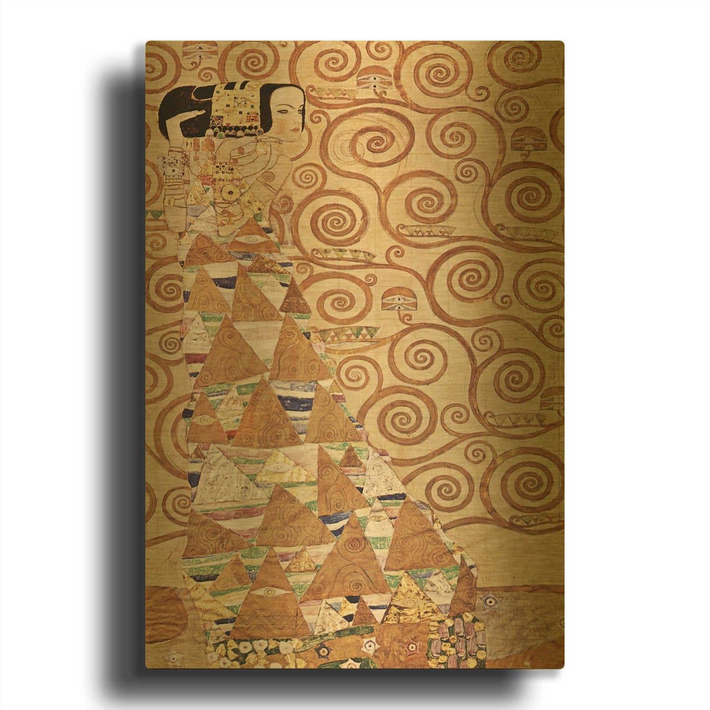 'Expectation' By Gustav Klimt Gold Metal Wall Art