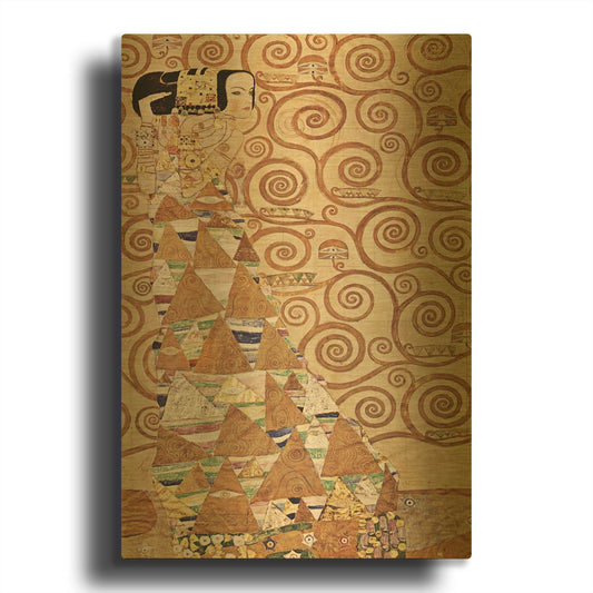 'Expectation' By Gustav Klimt Gold Metal Wall Art