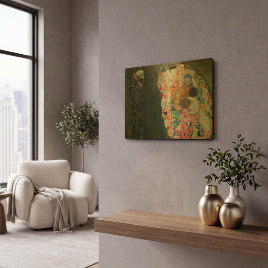 'Death and Life' By Gustav Klimt Gold Metal Wall Art