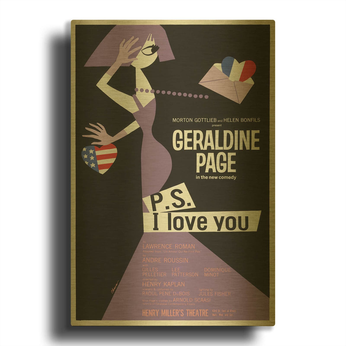 'P.S. I Love You' By Luxe Gold Metal Wall Art