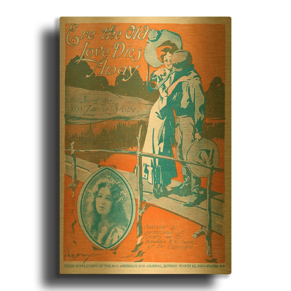 'Ere The Old Love Dies Away (1900)' By Luxe Gold Metal Wall Art