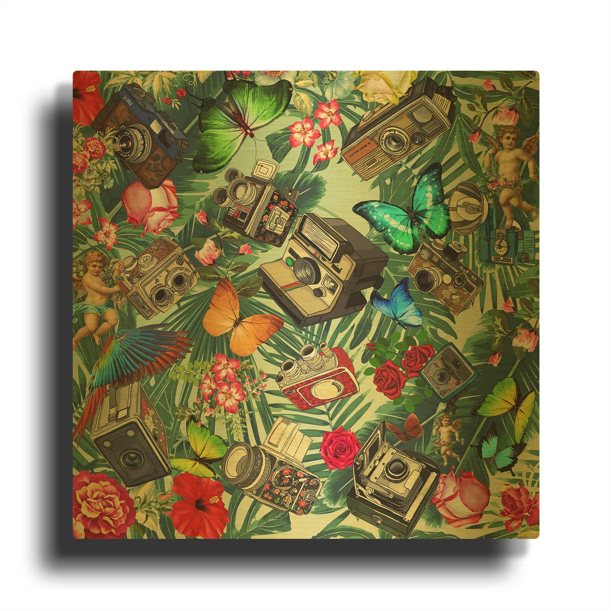 'Tropic Fun Vintage 2' By Mark Ashkenazi Gold Metal Wall Art