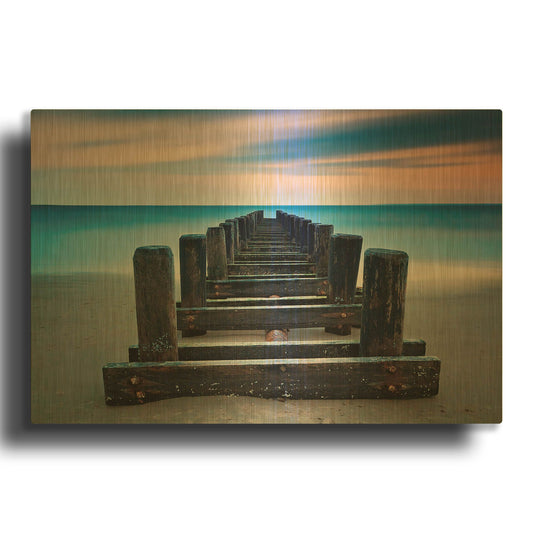 'Coney Island Pier' By Kathrine Gendreau Gold Metal Wall Art