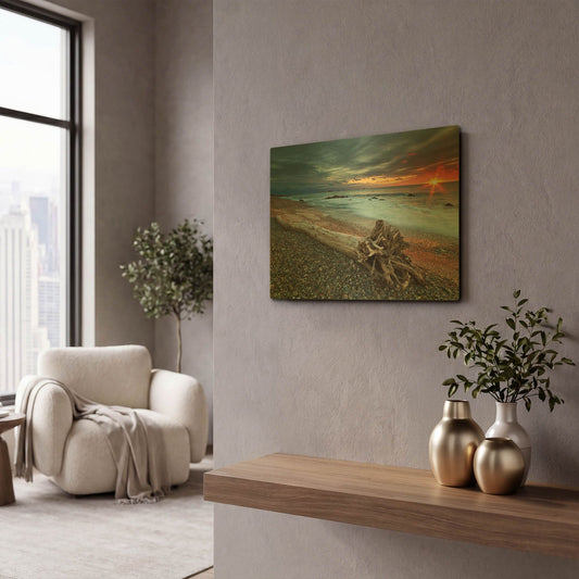 'Sakonnet Driftwood' By Kathrine Gendreau Gold Metal Wall Art