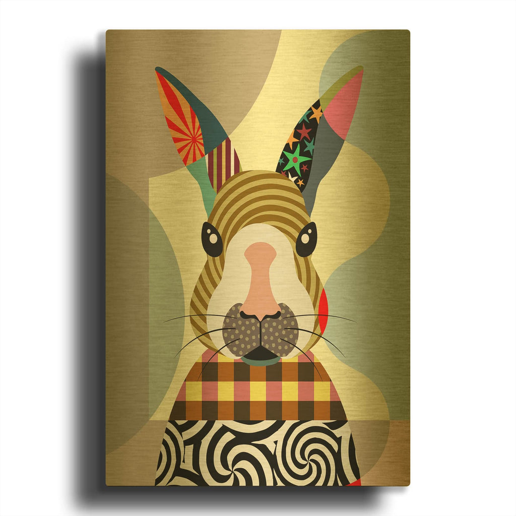 'Sexy Bunny' By Lanre Adefioyue Gold Metal Wall Art