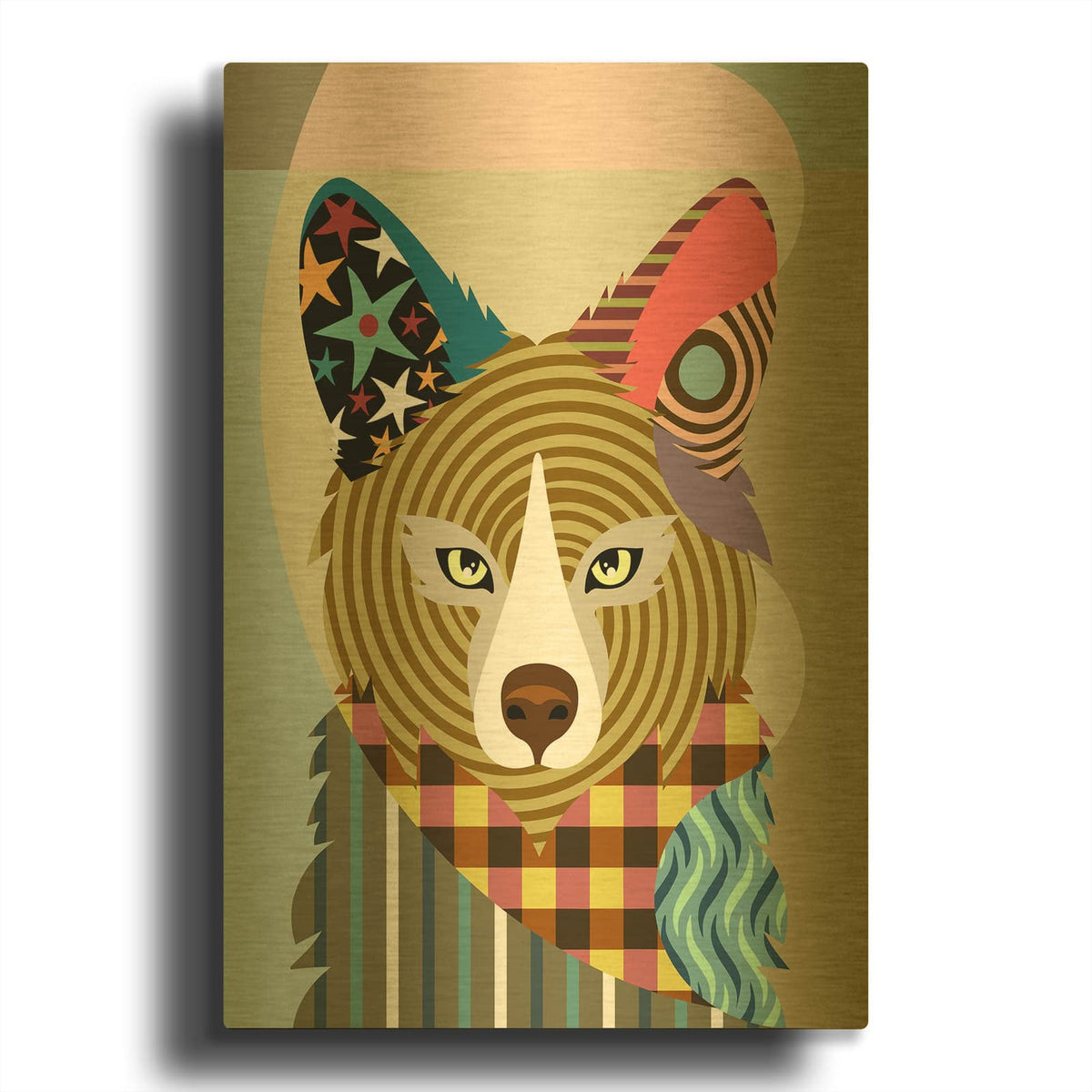'Sly as a Fox' By Lanre Adefioyue Gold Metal Wall Art