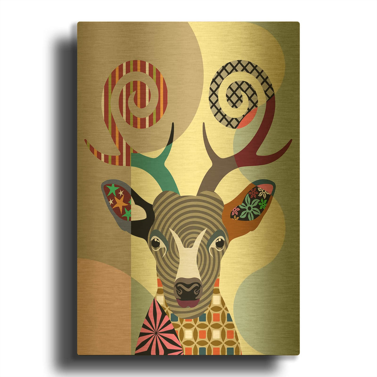 'Spectrum Deer' By Lanre Adefioyue Gold Metal Wall Art