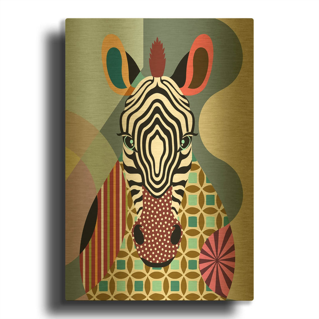 'Spectrum Zebra' By Lanre Adefioyue Gold Metal Wall Art