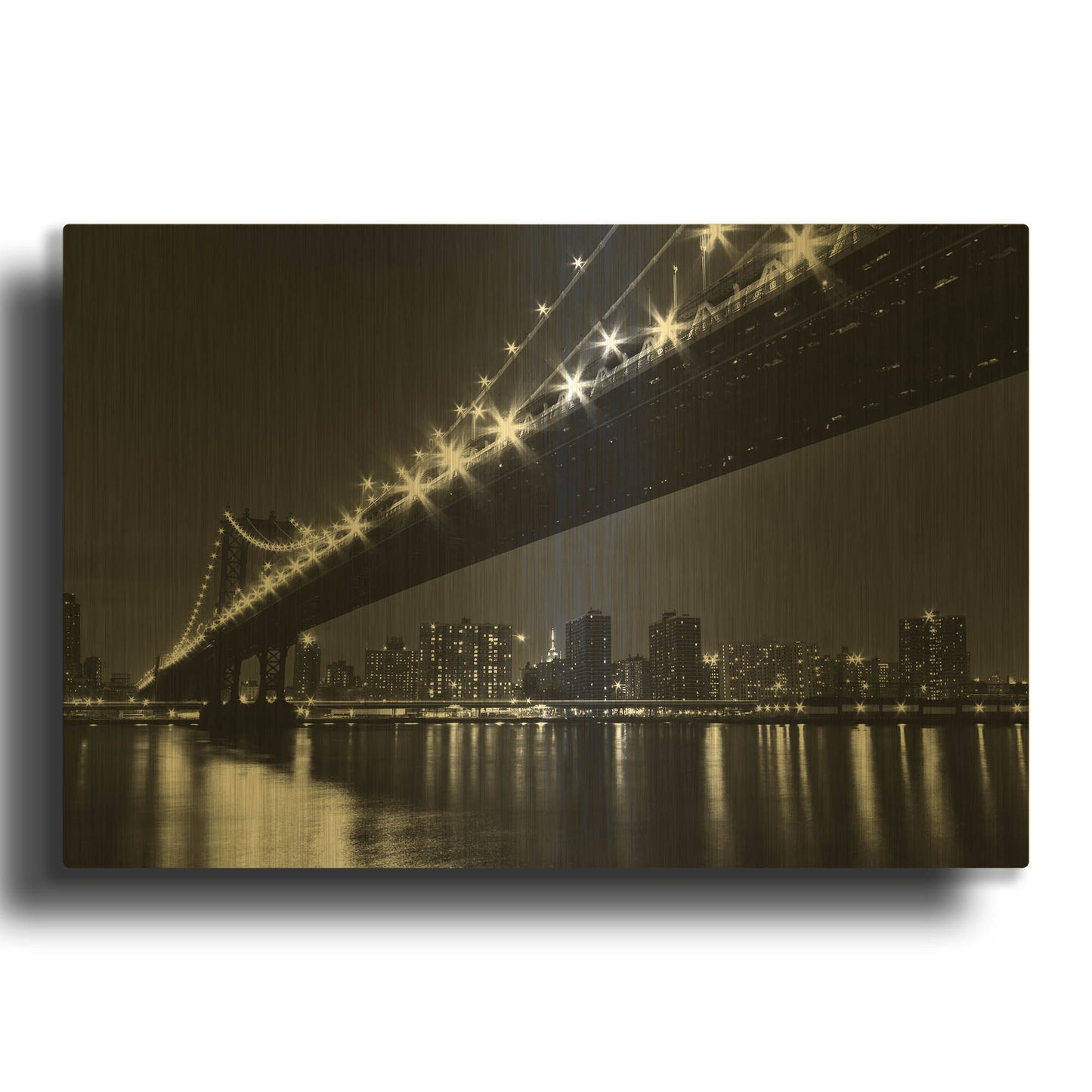 'Manhattan Bridge' By Kathrine Gendreau Gold Metal Wall Art
