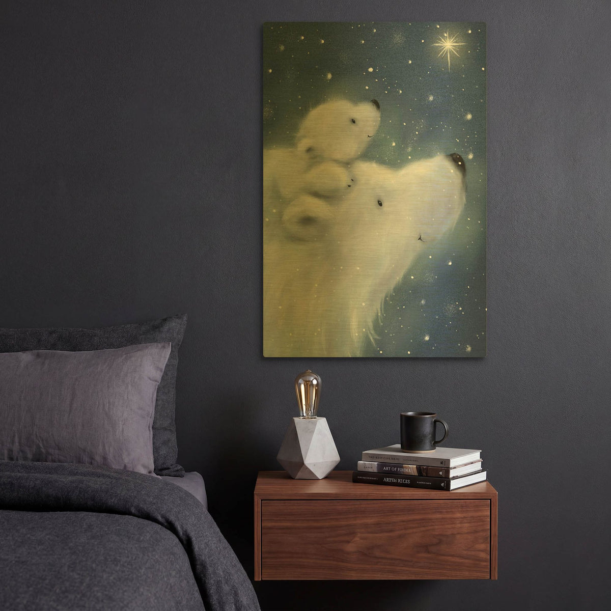 'Polar Bear And Cub 2' By Makiko Gold Metal Wall Art