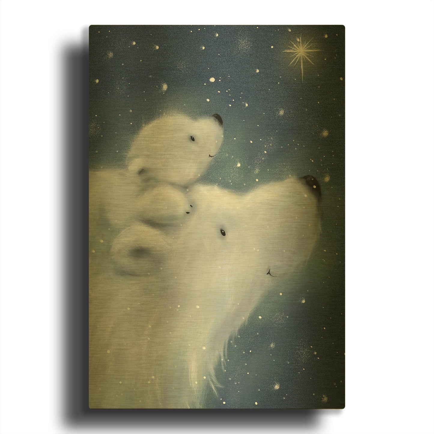 'Polar Bear And Cub 2' By Makiko Gold Metal Wall Art