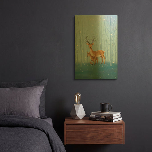 'Reindeers' By Makiko Gold Metal Wall Art