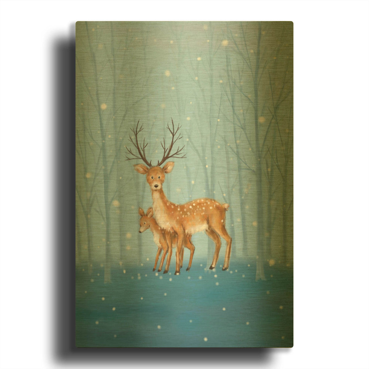 'Reindeers' By Makiko Gold Metal Wall Art