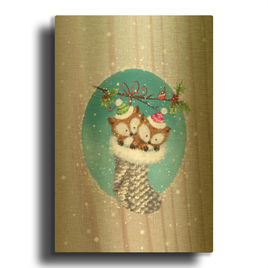 'Two Fox 2' By Makiko Gold Metal Wall Art