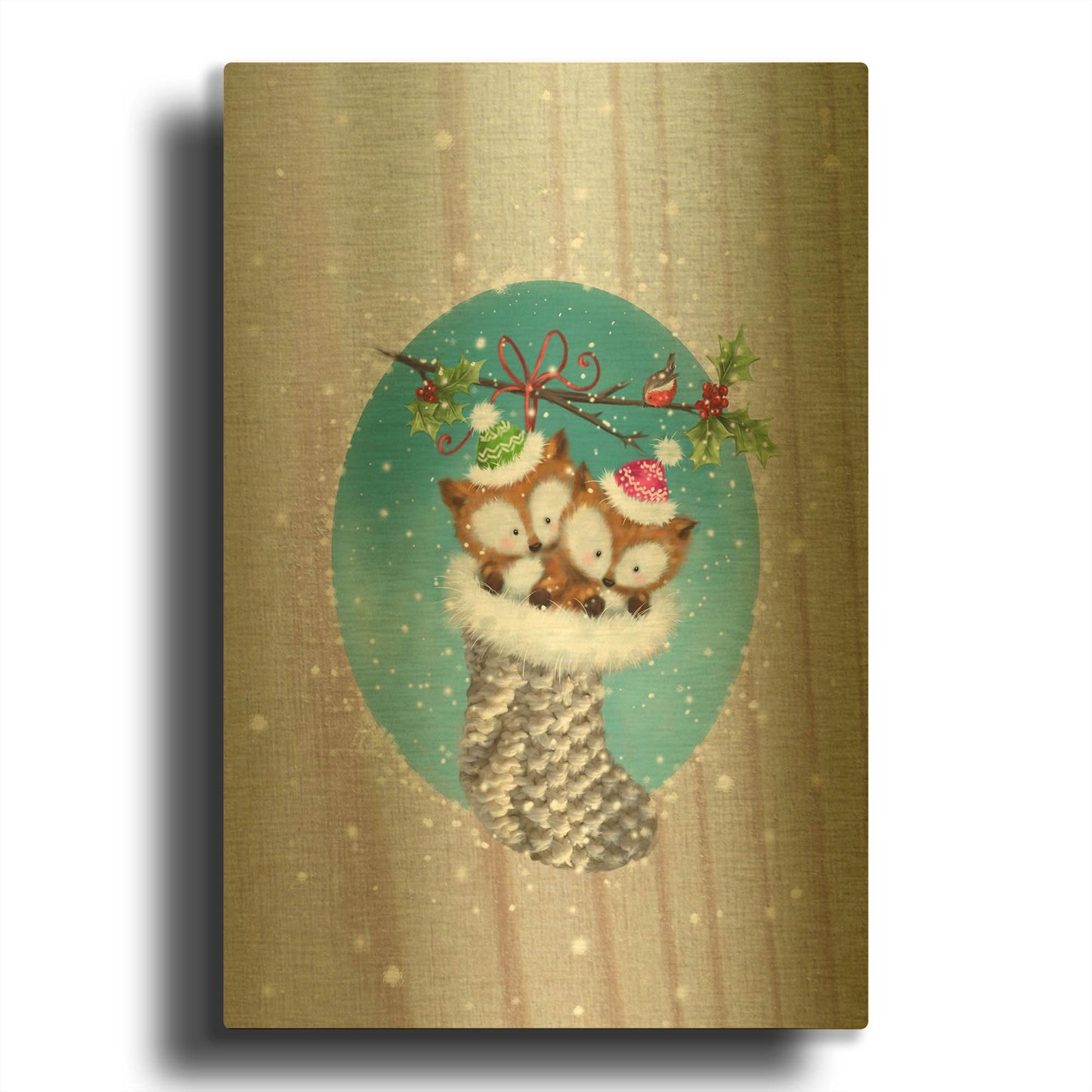 'Two Fox 2' By Makiko Gold Metal Wall Art
