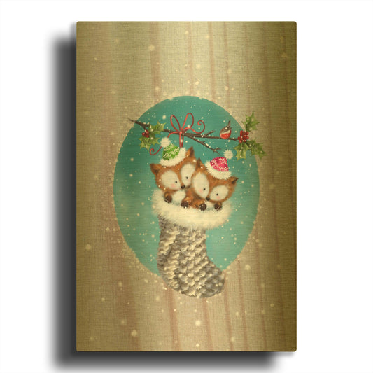 'Two Fox 2' By Makiko Gold Metal Wall Art