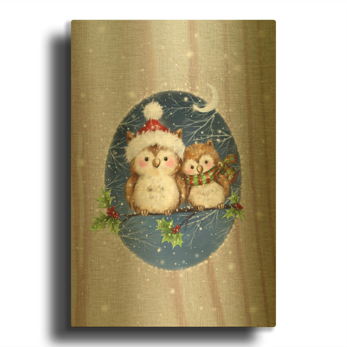 'Two Owls' By Makiko Gold Metal Wall Art