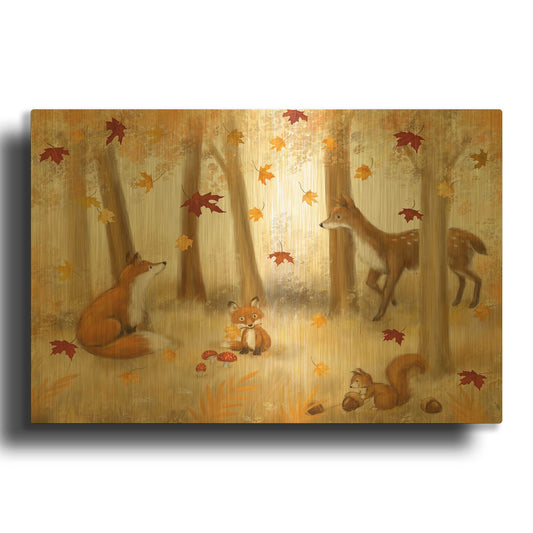'Autumn Scene' By Makiko Gold Metal Wall Art
