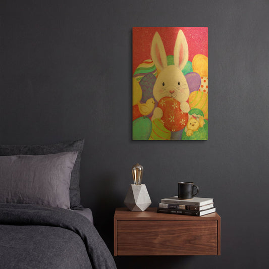 'Easter Rabbit' By Makiko Gold Metal Wall Art