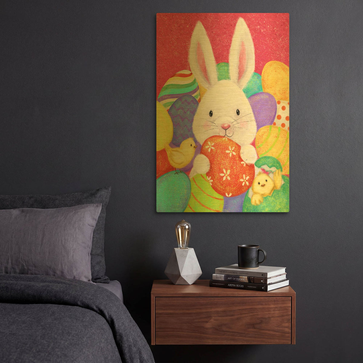 'Easter Rabbit' By Makiko Gold Metal Wall Art