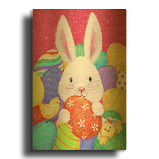 'Easter Rabbit' By Makiko Gold Metal Wall Art