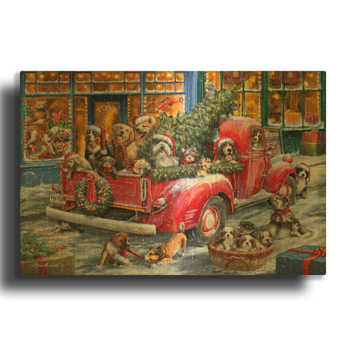 'Trip to the Toy Shoppe' By Ali Corti Gold Metal Wall Art