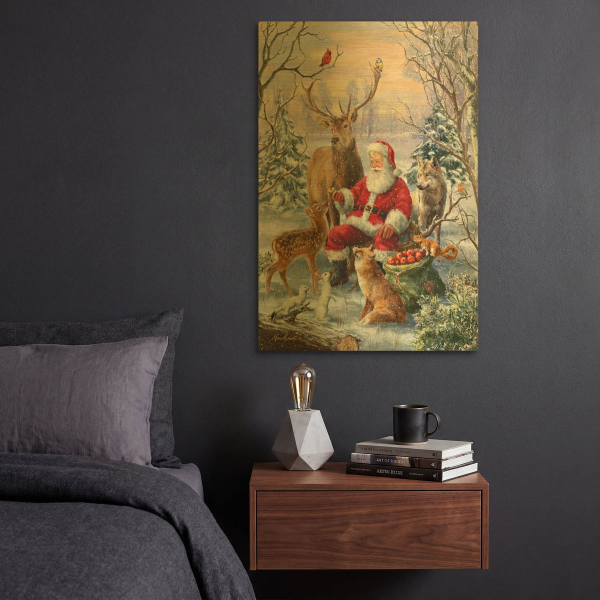 'Winter Gathering' By Ali Corti Gold Metal Wall Art