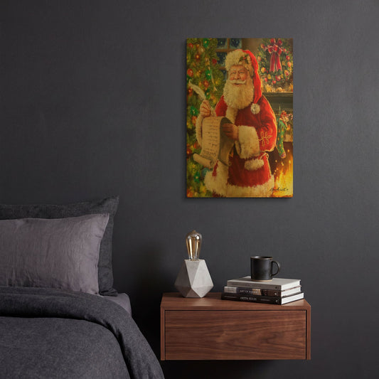'Checking his List' By Ali Corti Gold Metal Wall Art