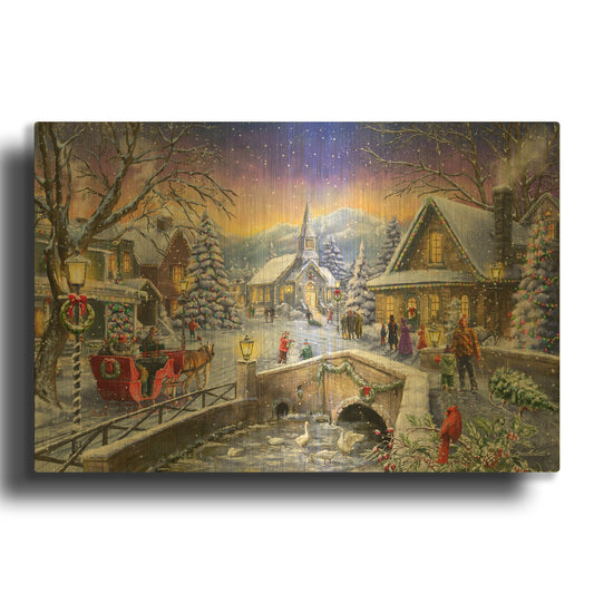 'Christmas Village Glow' By Ali Corti Gold Metal Wall Art