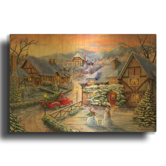 'Brining Home the Tree' By Ali Corti Gold Metal Wall Art