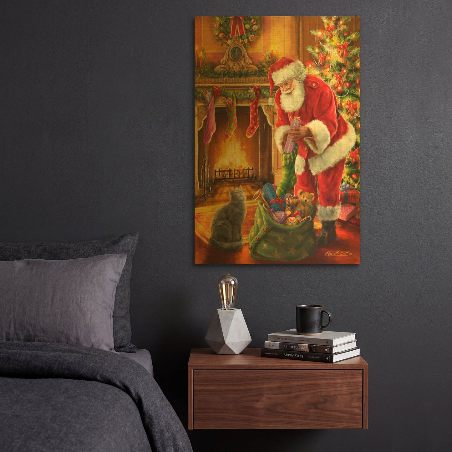 'Santa Has Arrived' By Ali Corti Gold Metal Wall Art