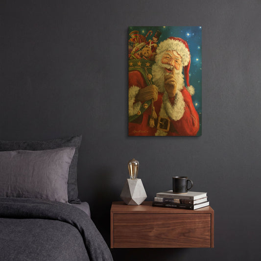 'Santa’s Secret' By Ali Corti Gold Metal Wall Art