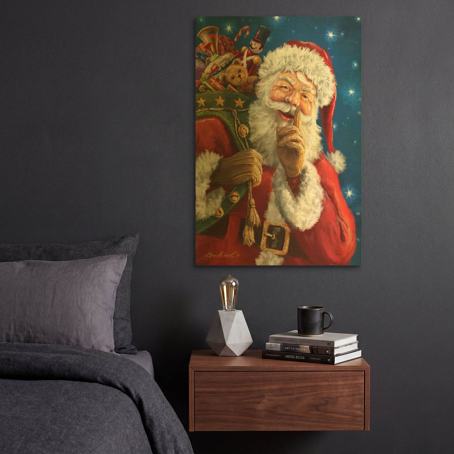'Santa’s Secret' By Ali Corti Gold Metal Wall Art