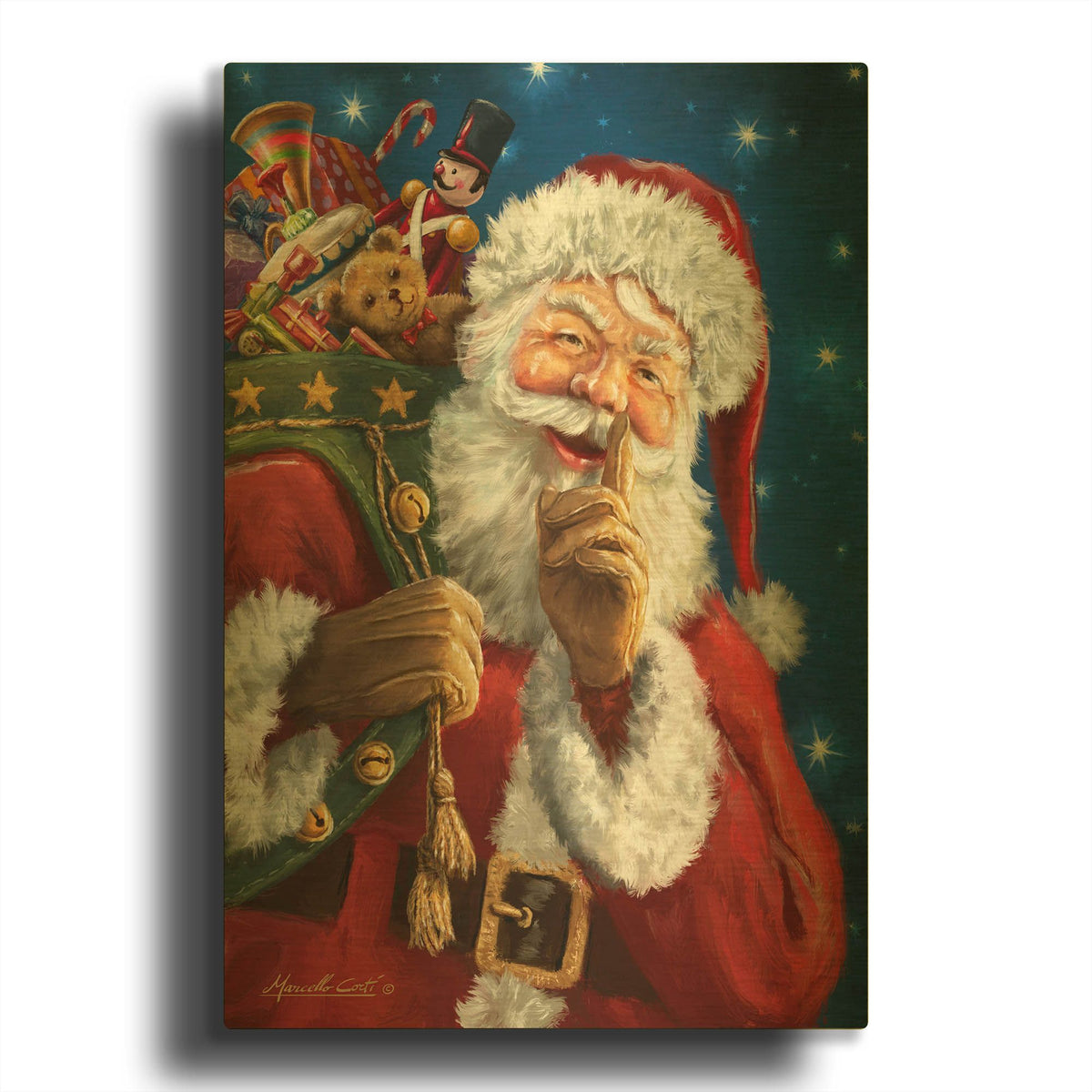 'Santa’s Secret' By Ali Corti Gold Metal Wall Art