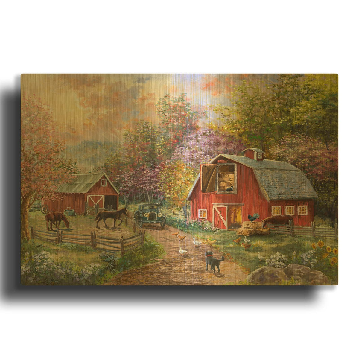 'Horse Farm Glen' By Nicky Boehme Gold Metal Wall Art