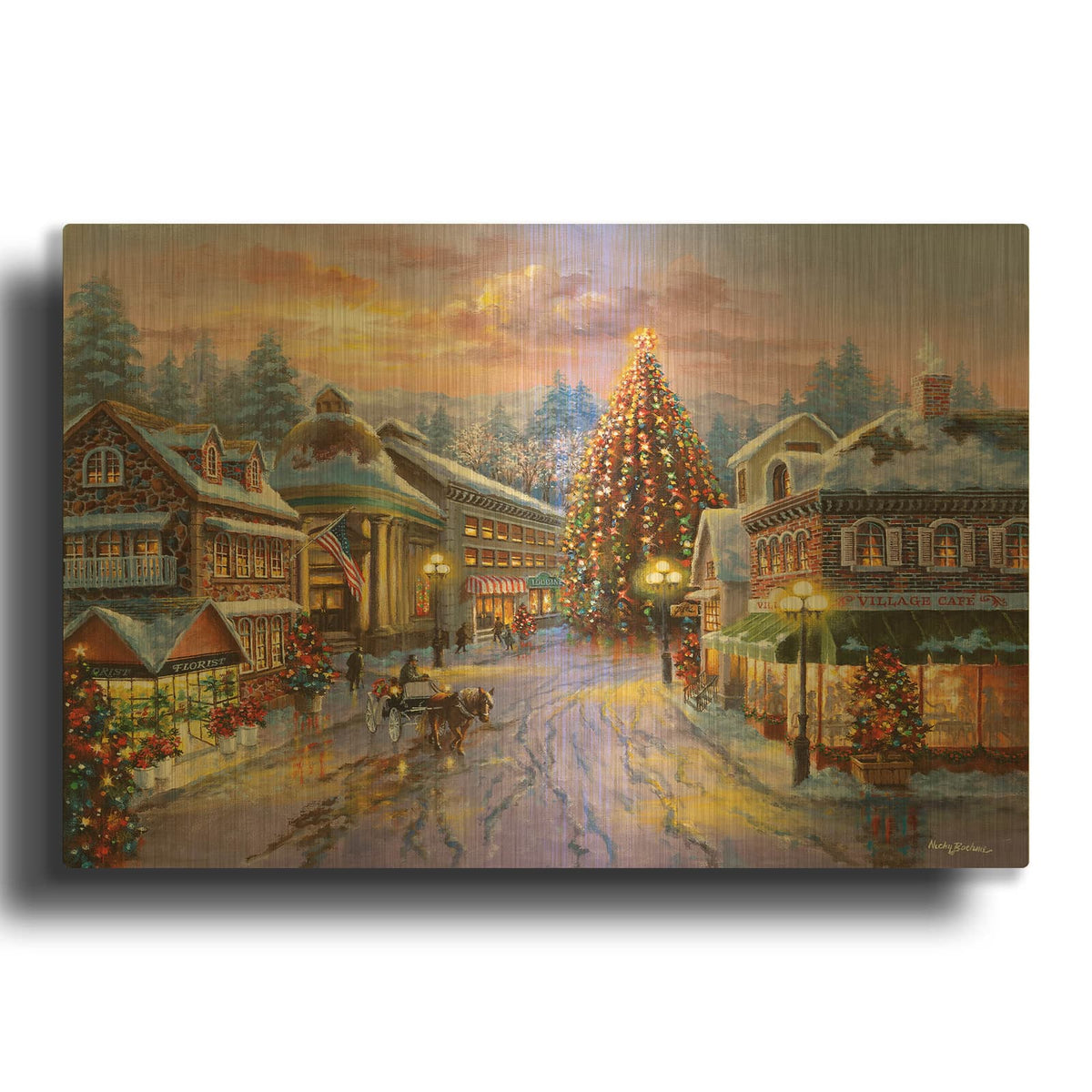 'Christmas Eve' By Nicky Boehme Gold Metal Wall Art