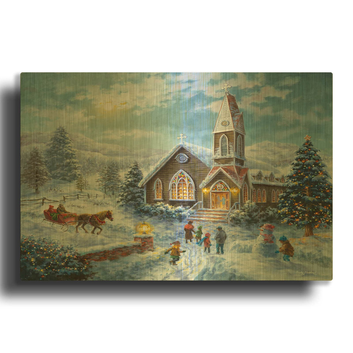 'Parents Pray, Children Play' By Nicky Boehme Gold Metal Wall Art