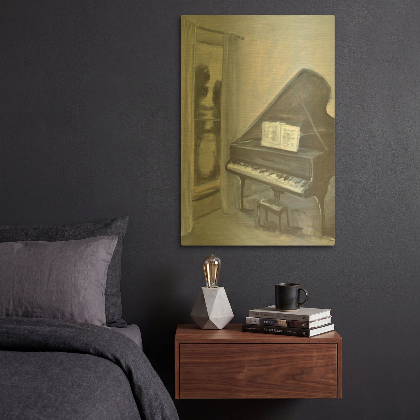 'Piano With A View' By JD Gold Metal Wall Art