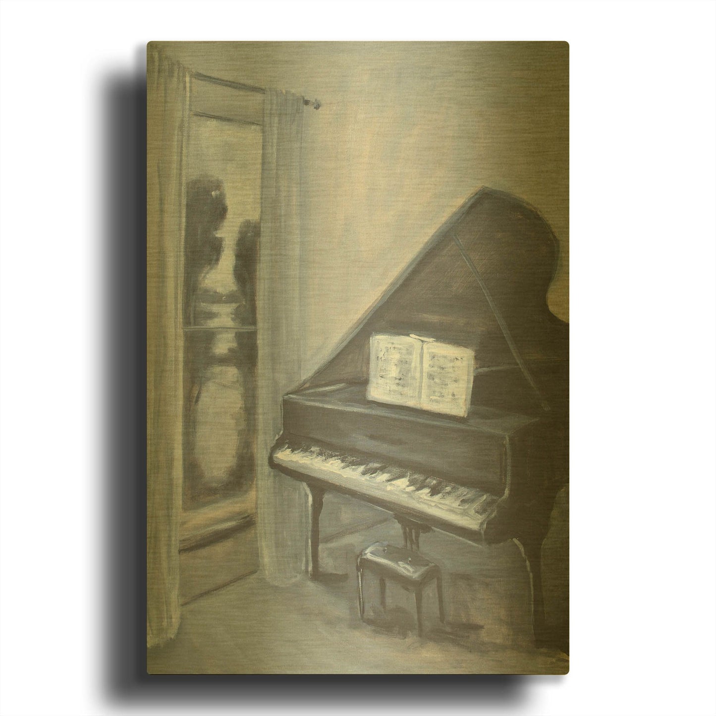 'Piano With A View' By JD Gold Metal Wall Art