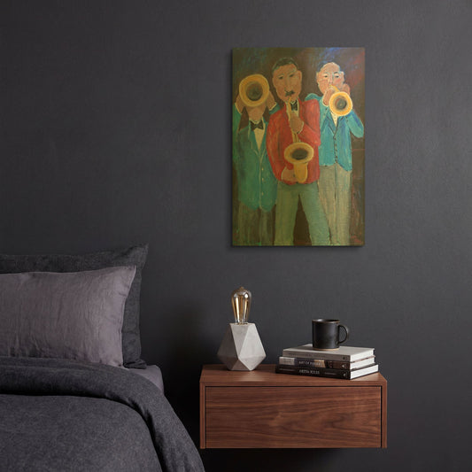 'Blow Those Horns' By JD Gold Metal Wall Art