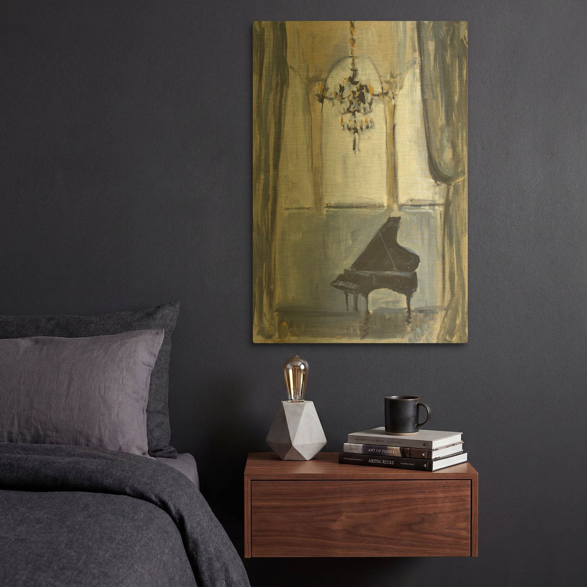 'Formal Piano' By JD Gold Metal Wall Art