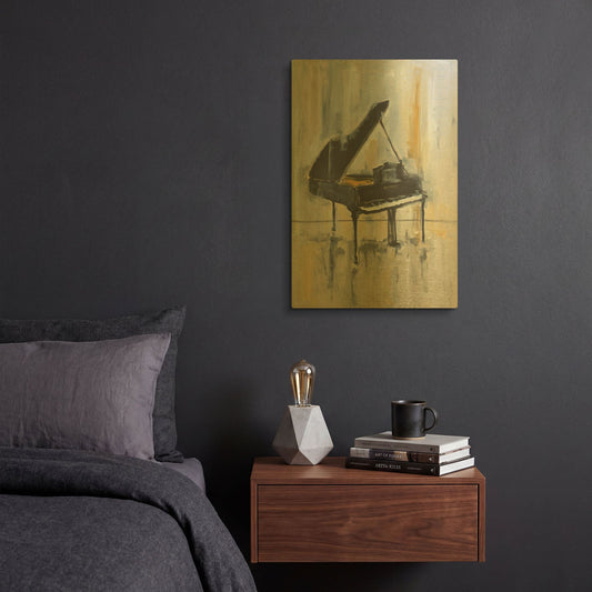 'Piano In Gold 2' By JD Gold Metal Wall Art