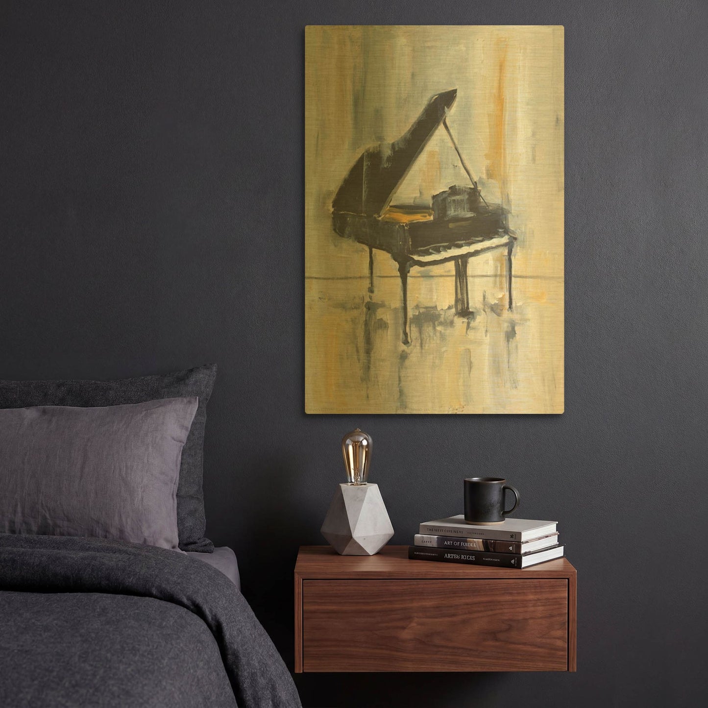 'Piano In Gold 2' By JD Gold Metal Wall Art